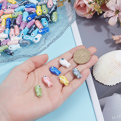 88Pcs 11 Colors Handmade Porcelain Ceramic Beads PORC-ME0001-01-1