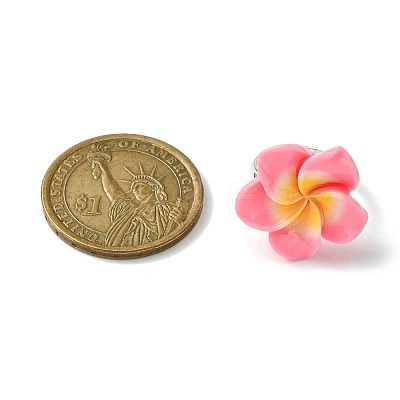 Plumeria Flower Resin Finger Ring RJEW-JR00640-1