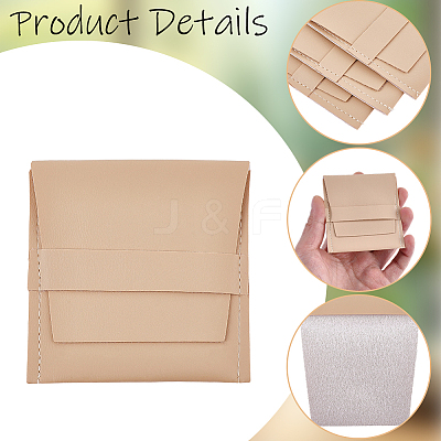 Square PU Leather Jewelry Flip Pouches with Random Color Lining PAAG-CL0001-02B-1