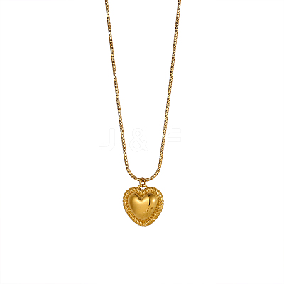 Valentine's Day 304 Stainless Steel Heart Pendant Necklaces NJEW-OY002-33-1