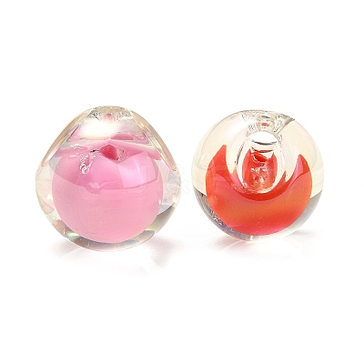 Transparent UV Plating Rainbow Iridescent Acrylic European Beads OACR-F006-09-1