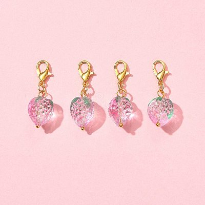 4Pcs Handmade Lampwork Strawberry Pendant Decorations HJEW-FS00041-03-1