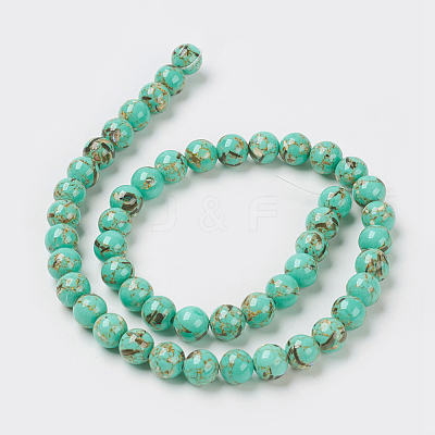 Sea Shell and Synthetic Turquoise Assembled Beads Strands X-G-G758-07-6mm-1