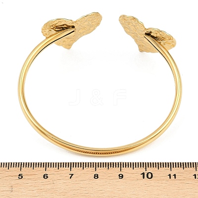 Textured 304 Stainless Steel Heart Cuff Bangles for Women LS-BJEW-A154-01A-G-1