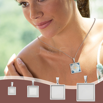 DIY Blank Square Pendant Making Kit DIY-UN0005-47-1