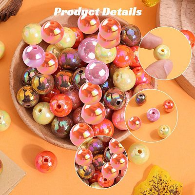Thanksgiving Day Theme 100Pcs 5 Colors Opaque Acrylic Beads MACR-SP0001-01B-06-1