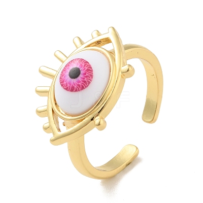 Acrylic Horse Eye Open Cuff Ring RJEW-B042-04G-02-1