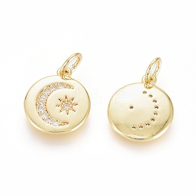 Brass Micro Pave Cubic Zirconia Pendants X-ZIRC-G166-17G-1