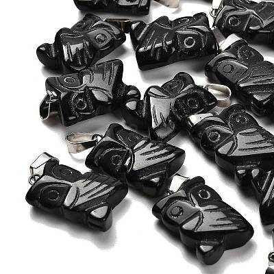 Natural Obsidian Pendants G-B127-09P-04-1