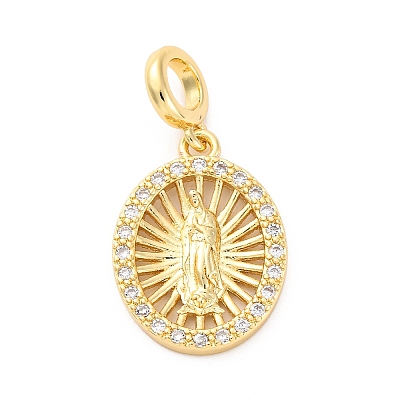 Brass Clear Cubic Zirconia European Dangle Pendants KK-D325-28G-09-1
