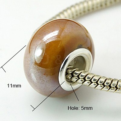 Rondelle Chocolate Handmade Porcelain Large Hole European Beads X-OPDL-G001-14-1