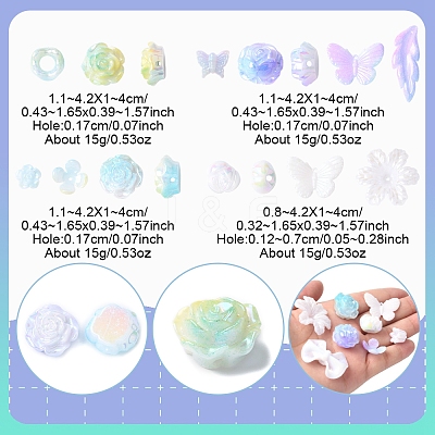 Rainbow Iridescent Plating Acrylic Beads OACR-FS0001-99B-1