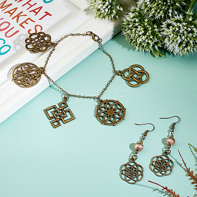 48Pcs 8 Style Tibetan Style Alloy Pendants TIBE-PH0001-19AB-1