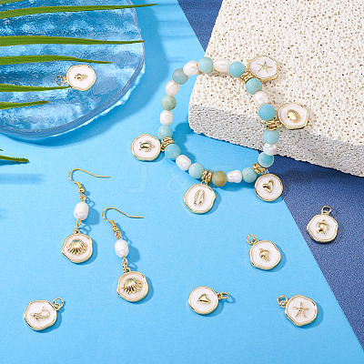 20Pcs 10 Styles Ocean Theme Brass Enamel Pendants KK-TA0002-04-1