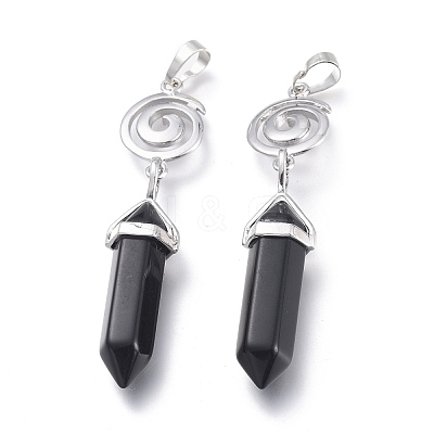 Natural Black Onyx Pointed Big Pendants G-D0021-01P-18-1