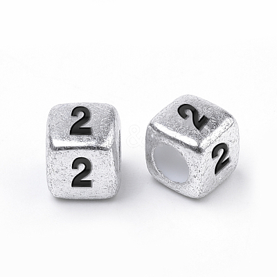 Antique Silver Plated Acrylic Beads PB43C9308-2-1