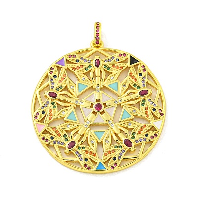 Real 18K Gold Plated Brass Micro Pave Cubic Zirconia Pendants KK-R159-41G-1