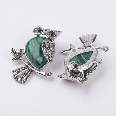 Natural Malachite Pendants G-E442-01N-1