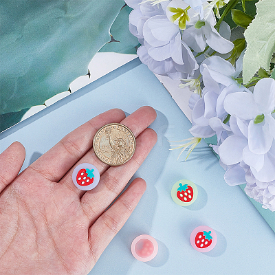 4Pcs 4 Colors Silicone Replacement Strawberry Thumb Grip Caps AJEW-GF0009-57-1