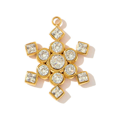 304 Stainless Steel with Cubic Zirconia Pendants STAS-OY002-97G-1