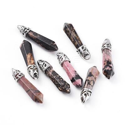 Natural Rhodonite Pointed Pendants G-P309-02-1