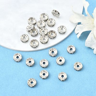 Brass Grade B Rhinestone Spacer Beads X-RSB038-B01-1