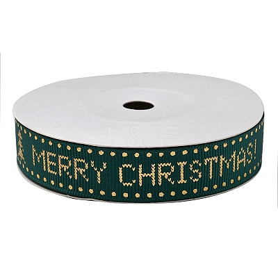 Flat Christmas Theme Polyester Grosgrain Ribbon OCOR-YWC0001-01A-03-1