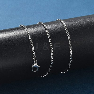 Classic Plain 304 Stainless Steel Mens Womens Cable Chain Necklaces STAS-UN0017-38P-A-1