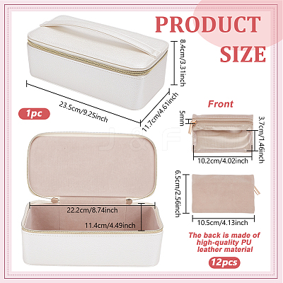 Portable Travel PU Leather Jewelry Organizer Handled Boxes CON-WH0107-71A-1