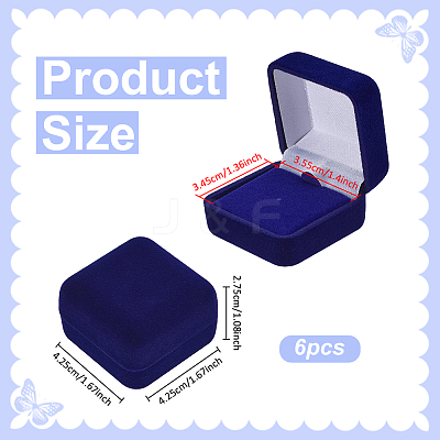 Square Velvet Badge Display Boxes CON-WH0095-172A-1