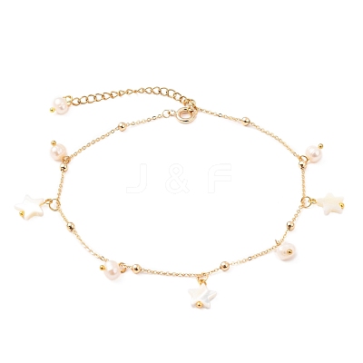 Brass Cable Chain Anklets AJEW-AN00328-1