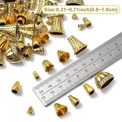 72pcs 10 style Tibetan Style Alloy Bead Cap & Cone TIBE-YW0001-57-1