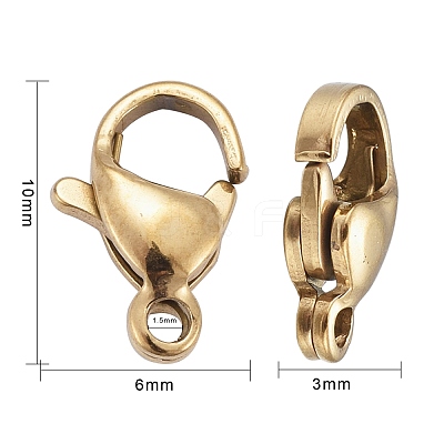 Ion Plating(IP) 304 Stainless Steel Lobster Claw Clasps STAS-H353-B-02G-1