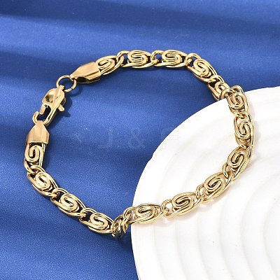 304 Stainless Steel Swirl  Link Bracelets for Women BJEW-K240-11G-1