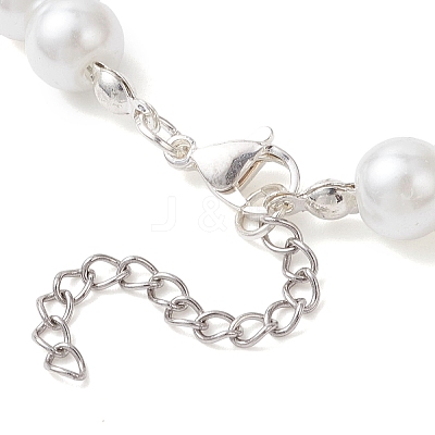 Natural South Red Agate Chip & Glass Pearl Round Beaded Necklaces for Women NJEW-JN05609-1