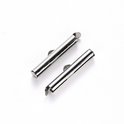 Tarnish Resistant 304 Stainless Steel Slide On End Clasp Tubes STAS-S115-01H-P-1
