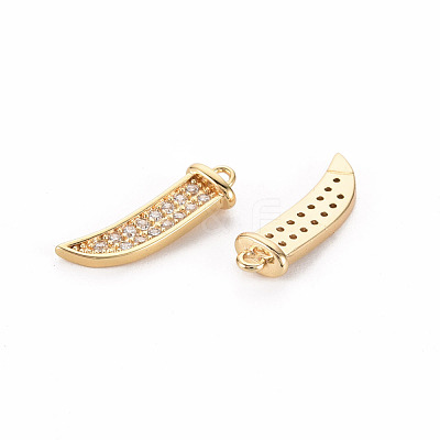 Brass Micro Pave Clear Cubic Zirconia Pendants KK-S356-461-NF-1