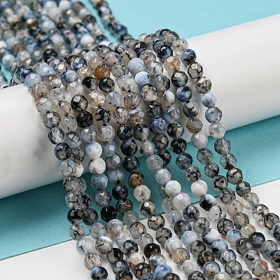 Natural Fire Crackle Agate Bead Strands G-R344-4mm-24-1