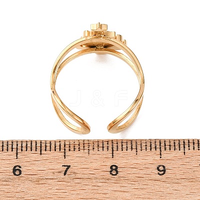 304 Stainless Steel with Enamel Cuff Rings for Women RJEW-Z116-01G-02-1