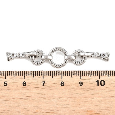 Brass Micro Pave Clear Cubic Zirconia Fold Over Clasps KK-P354-03P-1