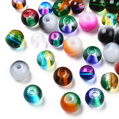 Mixed Style & Mixed Color Round Spray Painted Glass Beads DGLA-X0003-4mm-1