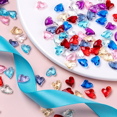 100Pcs 10 Colors Transparent Acrylic Charms MACR-YW0001-63-1