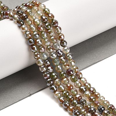 Electroplated Natural Agate Round Beads Strands G-L598-A01-01A-1