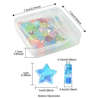 90Pcs 9 Colors Eco-Friendly Transparent Acrylic Beads TACR-FS0001-63-1
