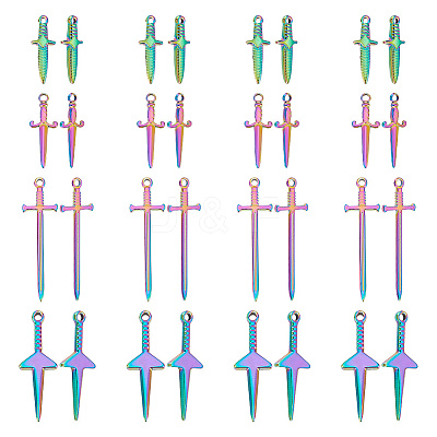 16Pcs 4 Style Stainless Steel Pendants STAS-AR0001-78-1