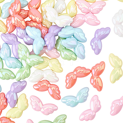 50Pcs UV Plating Opaque Acrylic Beads OACR-PA0001-88-1