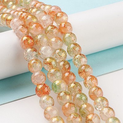 Baking Paint Crackle Glass Bead Strands DGLA-R053-05B-1