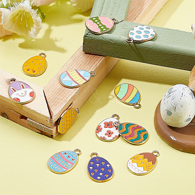 48Pcs 12 Style Alloy Enamel Pendants ENAM-SC0002-99-1