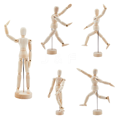 3 Styles Unfinished Blank Wooden Puppet DIY-FH0006-97-1