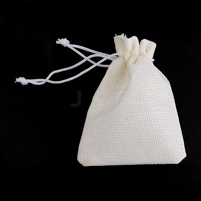 Polyester Imitation Burlap Packing Pouches Drawstring Bags ABAG-R005-9x12-21-1
